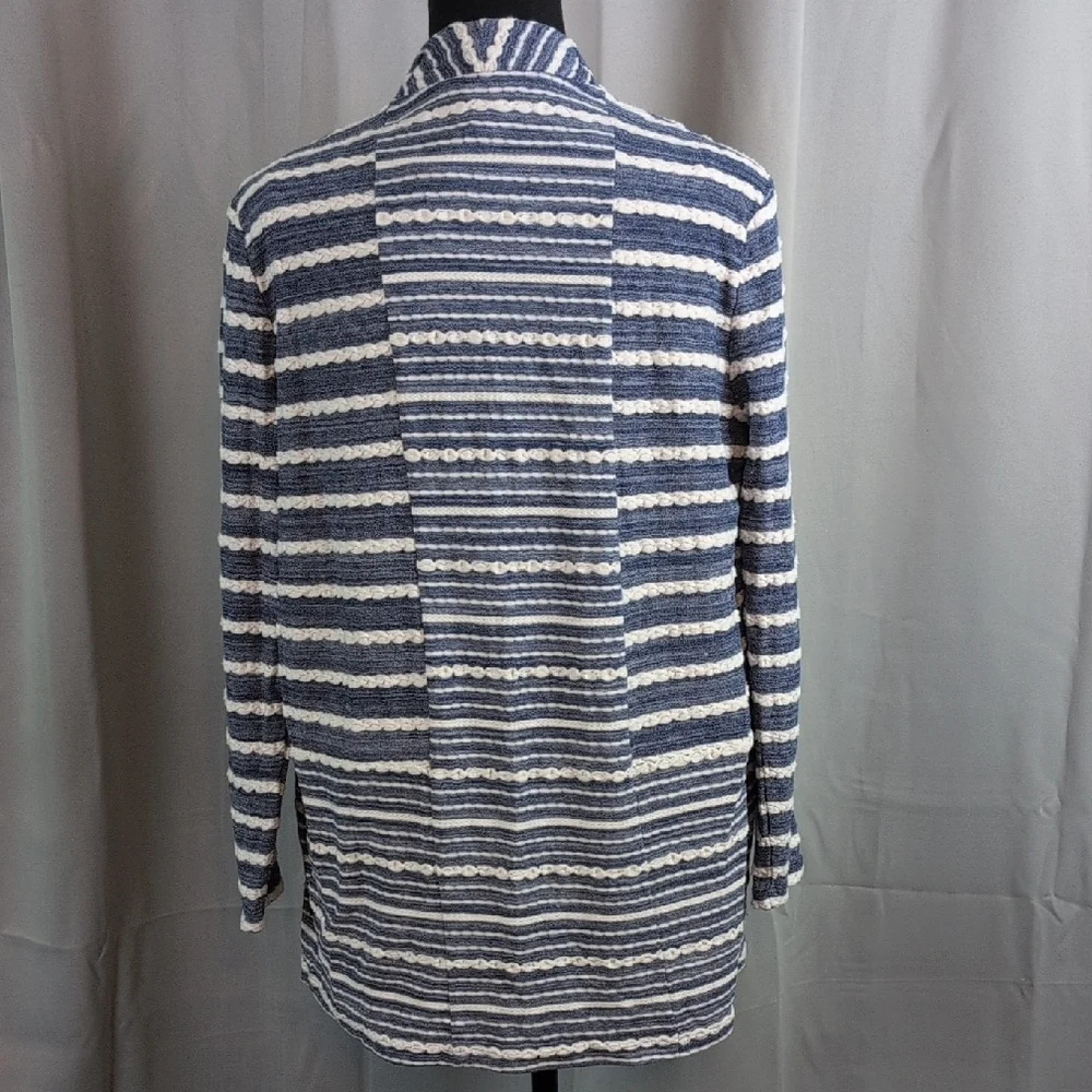 Chico's Blue and‎ White Striped Cardigan. - Picture 2 of 7